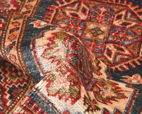 2x3 Gray Kazak Afghan Hand Knotted Wool Area Rug